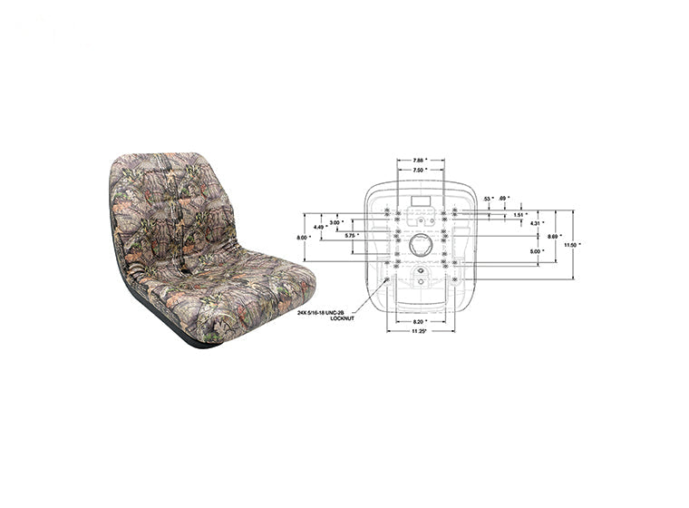 ROTARY # 17763 VINYL CAMO 18" HIGH BACK SEAT