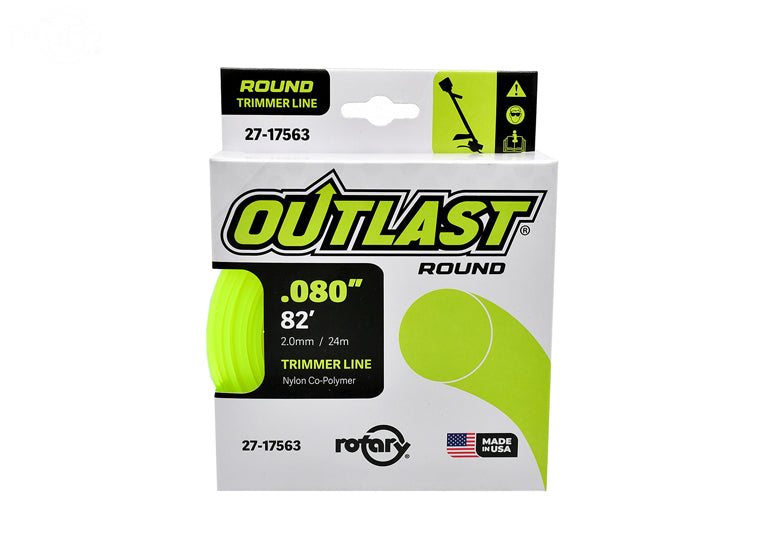 ROTARY # 17563 TRIMMER LINE .080 X 82' OUTLAST ROUND YELLOW PACK OF 10 Spools
