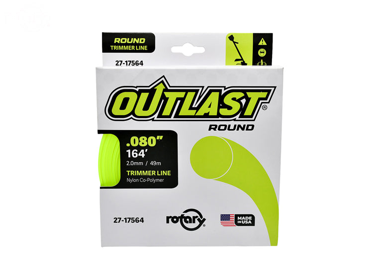 ROTARY # 17564 TRIMMER LINE .080 X 164' OUTLAST ROUND YELLOW PACK OF 10 Spools