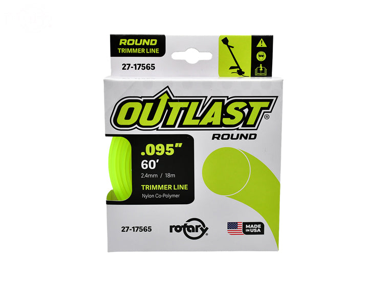 ROTARY # 17565 TRIMMER LINE .095 X 60' OUTLAST ROUND YELLOW PACK OF 10 Spools