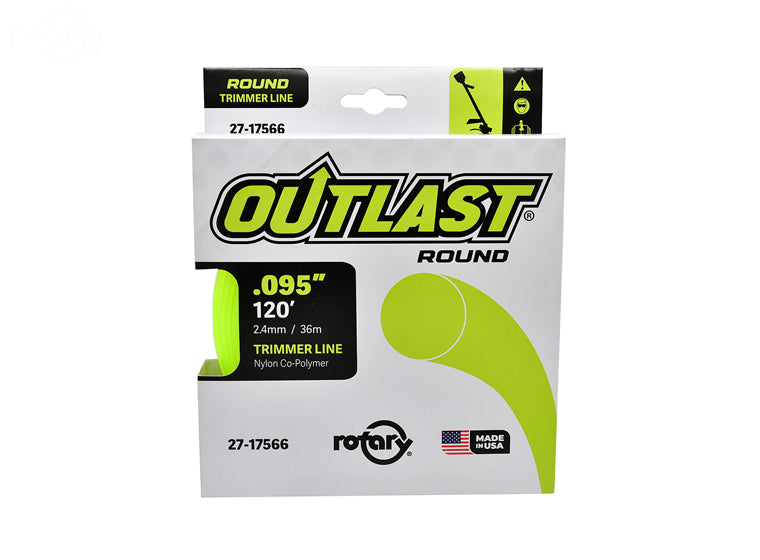 ROTARY # 17566 TRIMMER LINE .095 X 120' OUTLAST ROUND YELLOW PACK OF 10 Spools