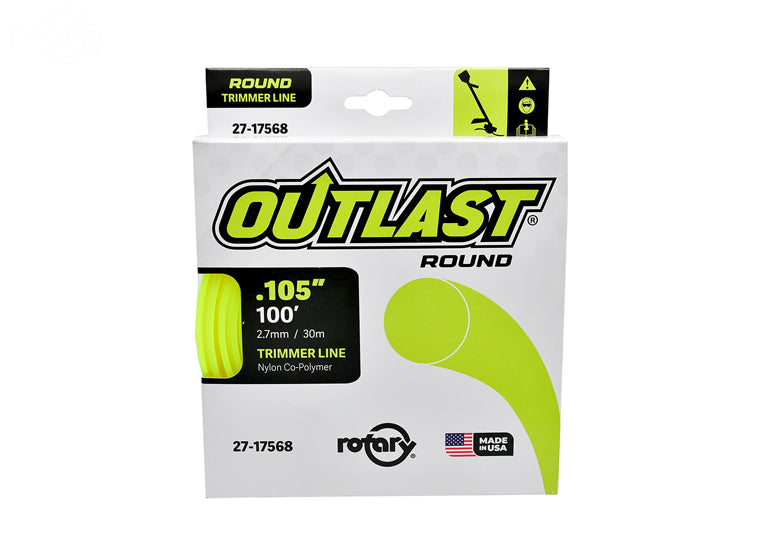 ROTARY # 17568 TRIMMER LINE .105 X 100' OUTLAST ROUND YELLOW PACK OF 10 Spools