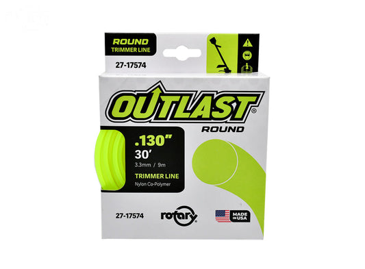 ROTARY # 17574 TRIMMER LINE .130 X 30' OUTLAST ROUND YELLOW PACK OF 10 Spools