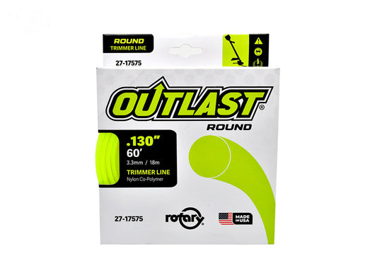 ROTARY # 17575 TRIMMER LINE .130 X 60' OUTLAST ROUND YELLOW PACK OF 10 Spools
