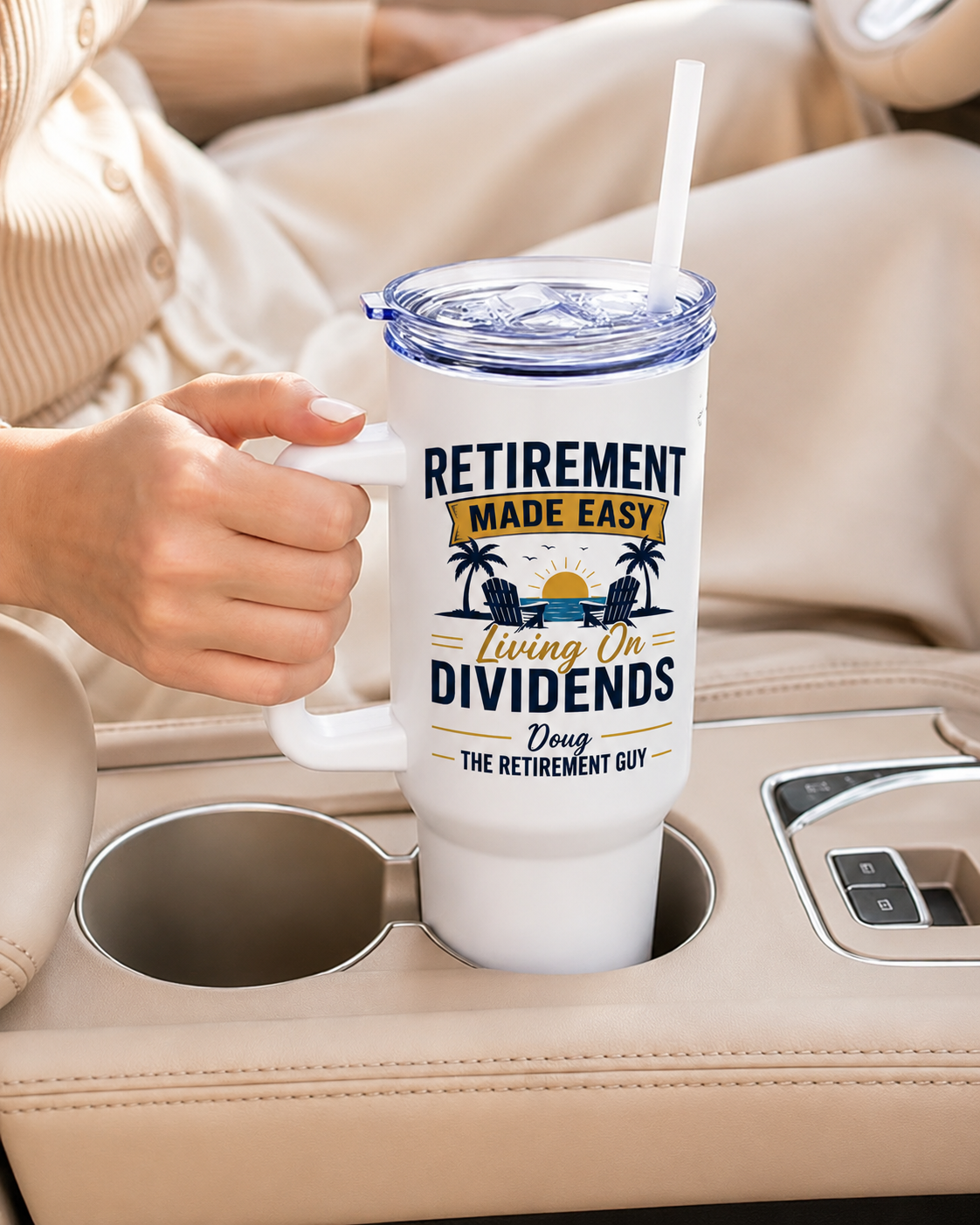 Retirement Made Easy Travel Mug  40 OZ  Fits Most Cars ! product image