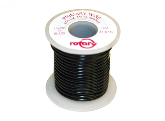 Rotary # 6712 PRIMARY WIRE BLACK 16 AWG 25'